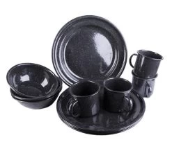 Mil-Tec Western Essgeschirrsatz Emaille 12-tlg. Schwarz