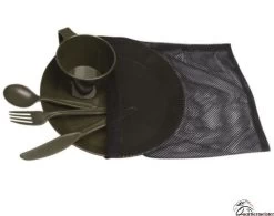 Mil-Tec MIL TEC Camp-Set (Teller, Tasse, Besteck) Oliv
