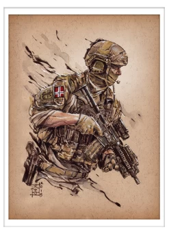 Marc Lee Military Art Norwegian MJK (gerahmt)